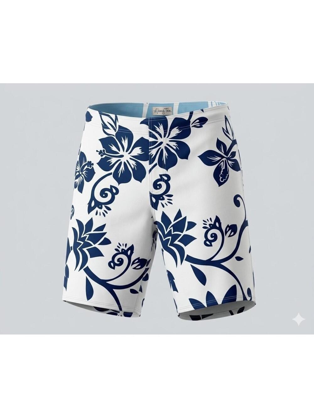 Vtg Old Navy Hibiscus Board Shorts Mens XL Y2K Tropical Surf Skater Gorpcore